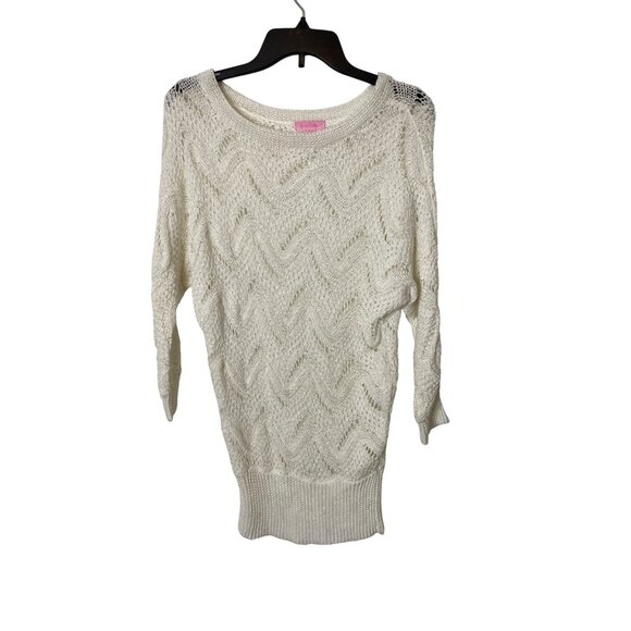 Lilly Pulitzer Women's XS/S White Knit Zigzag Sweater - Picture 1 of 5